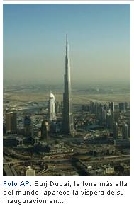 Dubai inaugura el rascacielos más alto del mundo: 828 metros